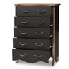Baxton Studio Romilly Black and Oak-Finished Wood 5-Drawer Chest 146-8174